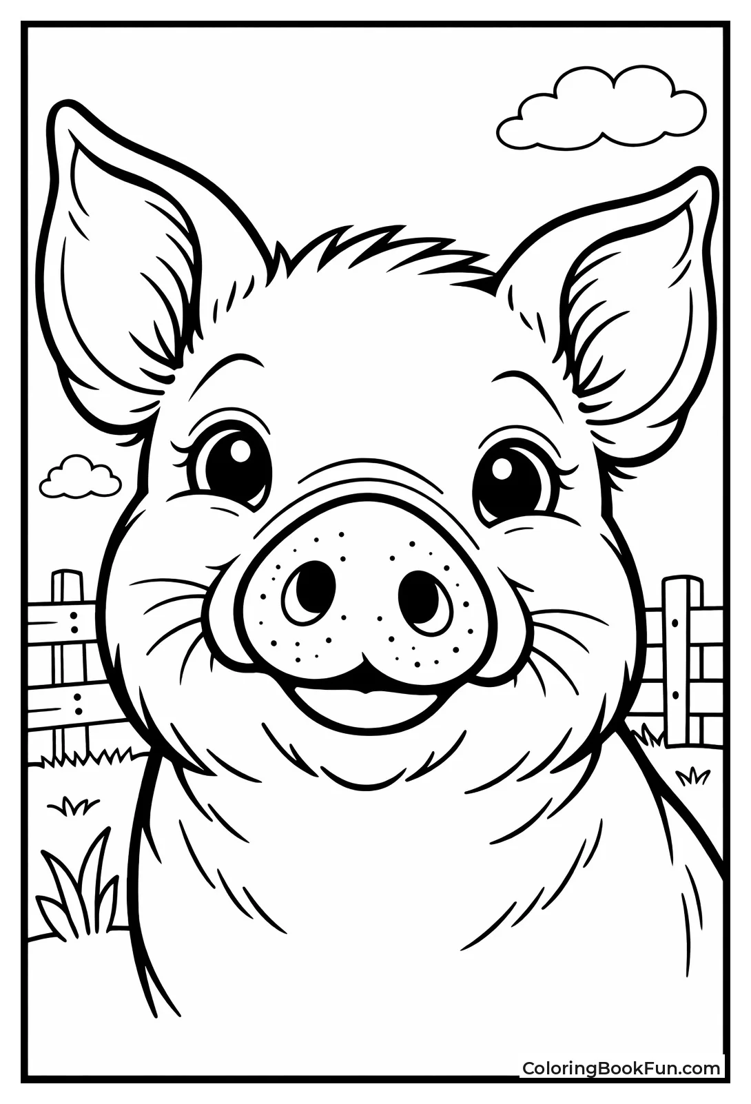Detailed Pig Face Portrait