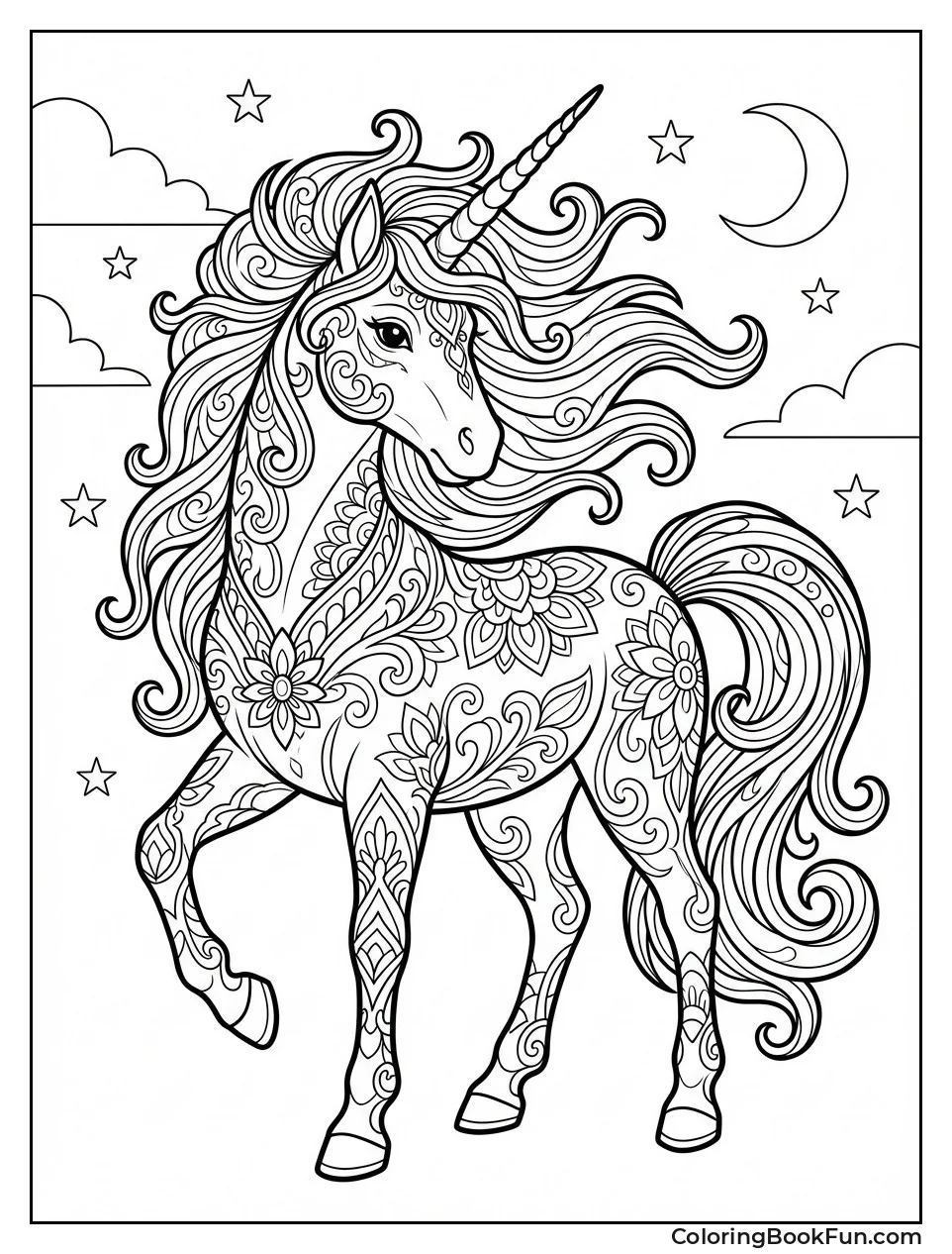 Detailed Unicorn with Patterns