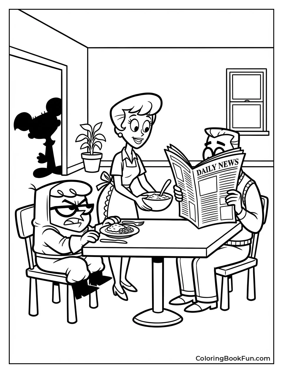 Family Sits at Dinner Table