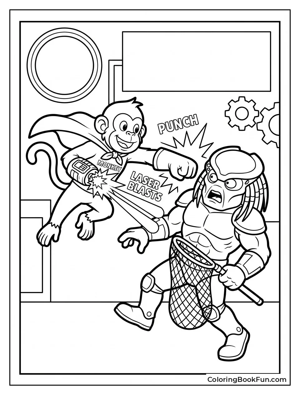 Monkey Punches Alien Hunter