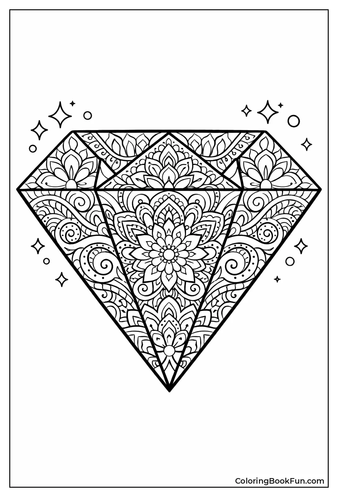 Mandala Filled Diamond Gem