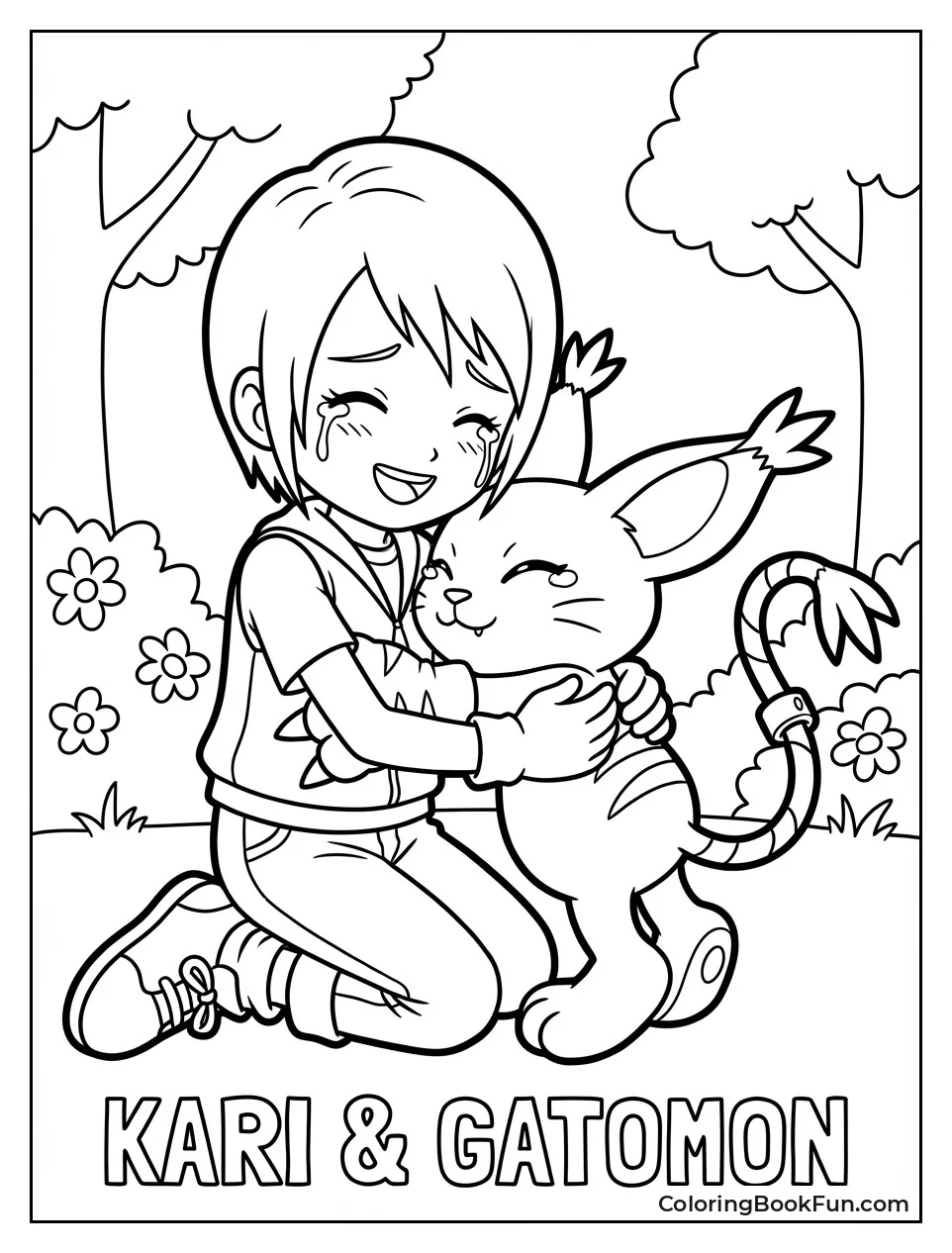 Kari Hugging Gatomon Happily