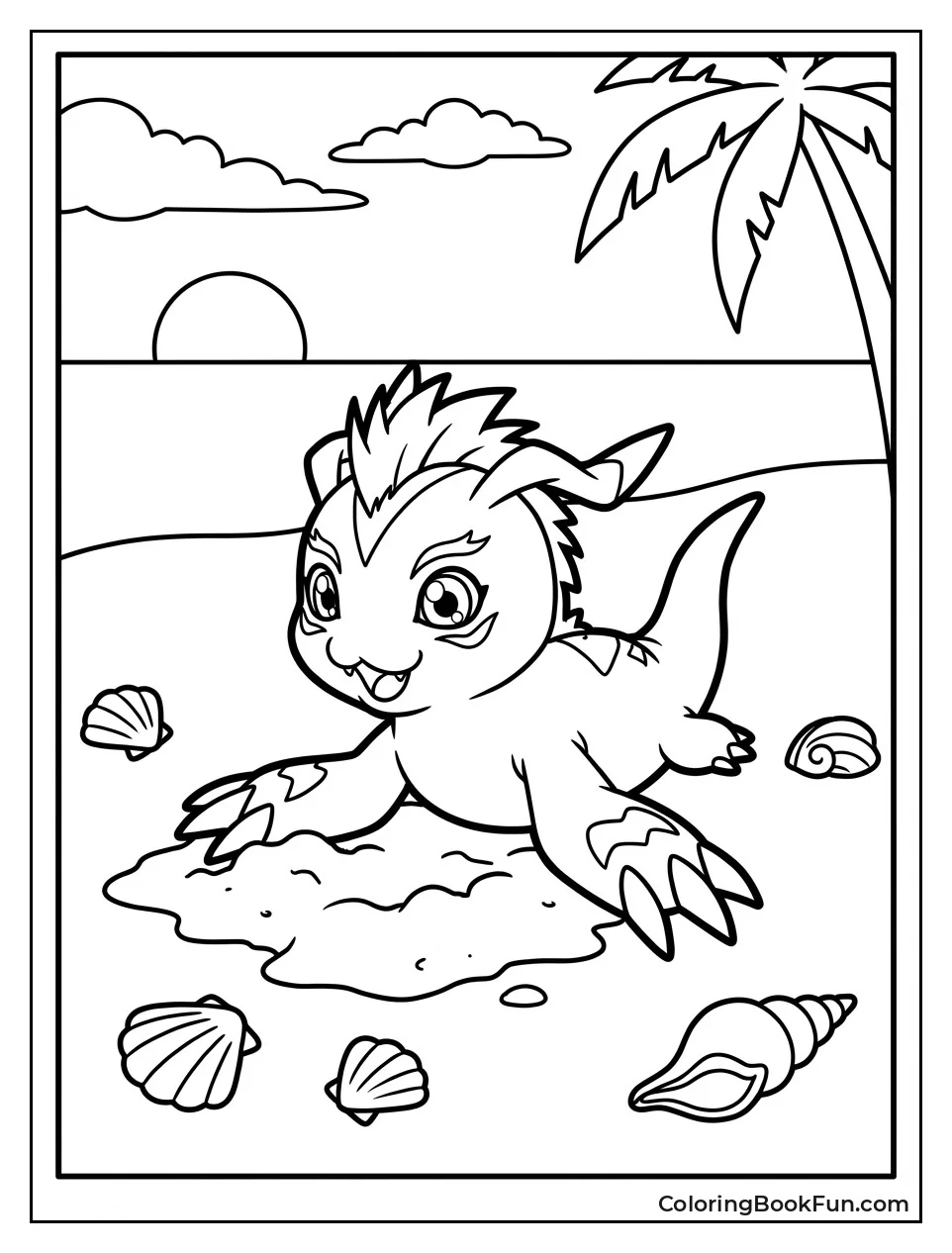 Sunny Beach with Gomamon