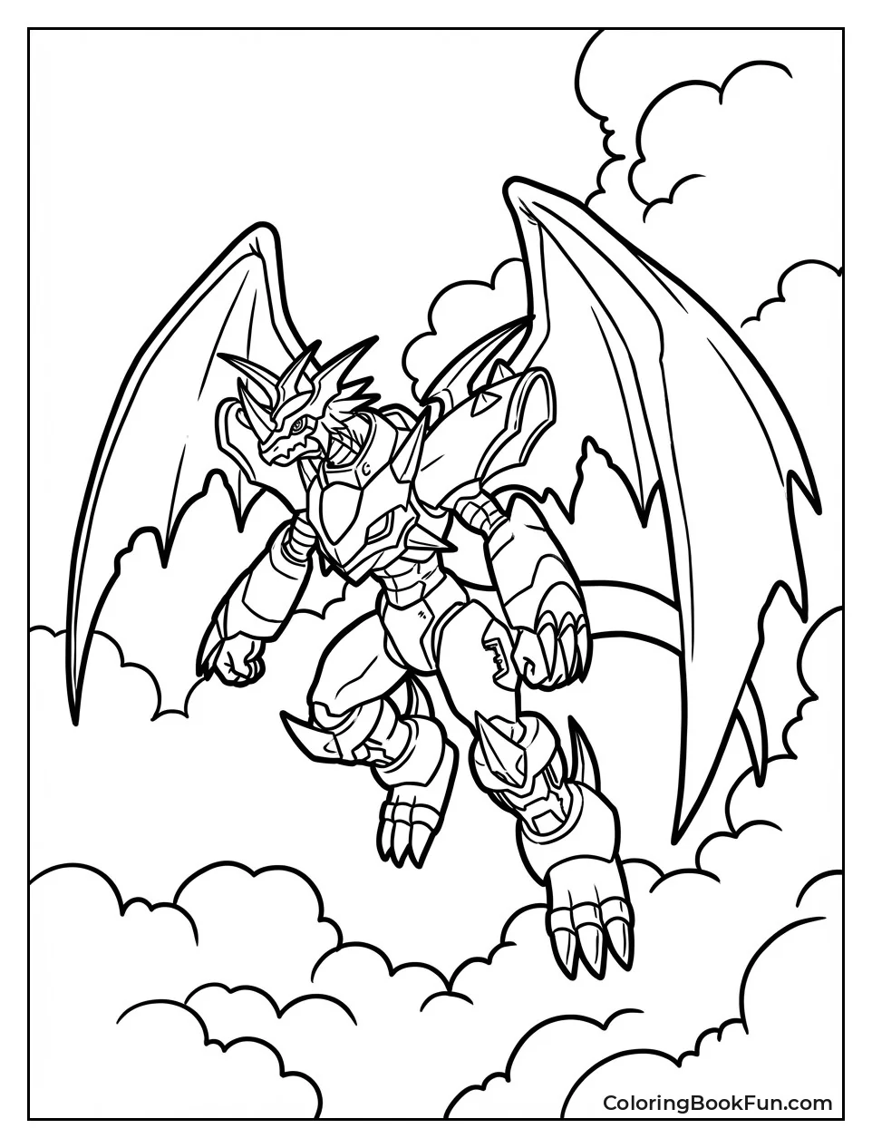 Imperialdramon Flying through Clouds