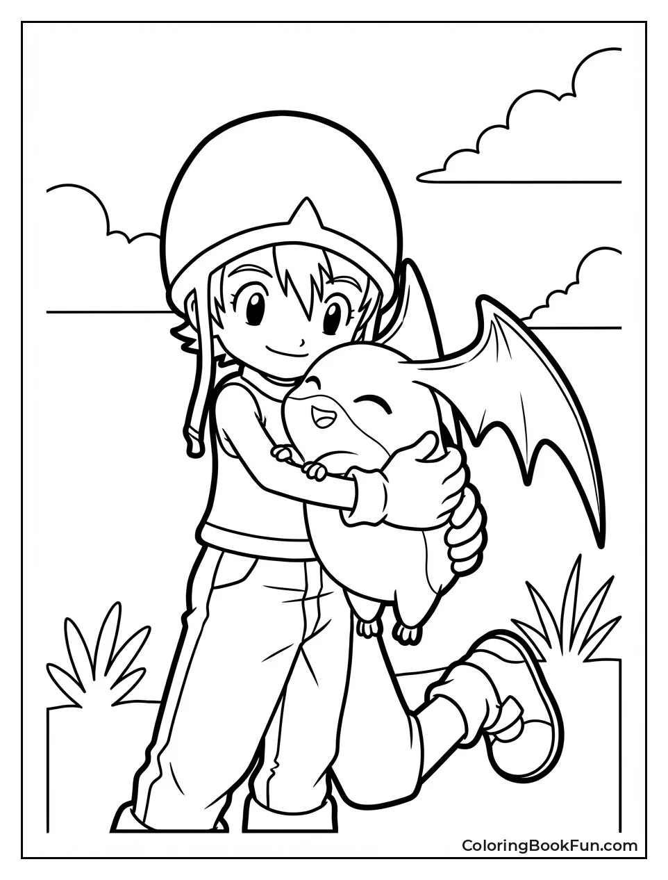 T.K. Hugging Patamon Tightly