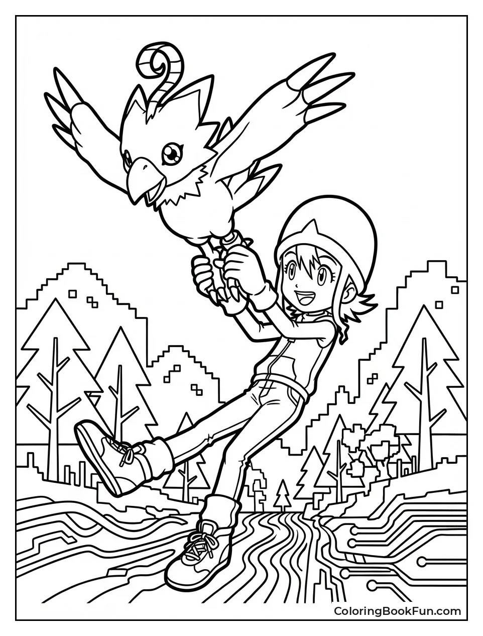 Sora Flying with Biyomon