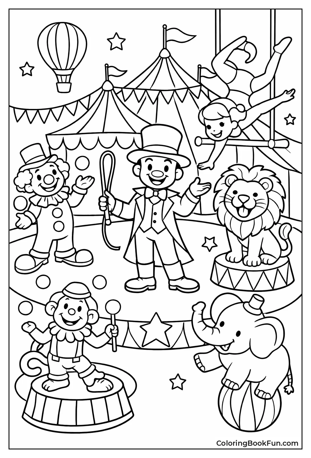Stylish Digital Circus Line Art
