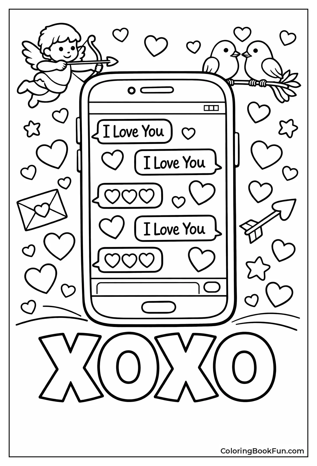 Phone with Heart Messages