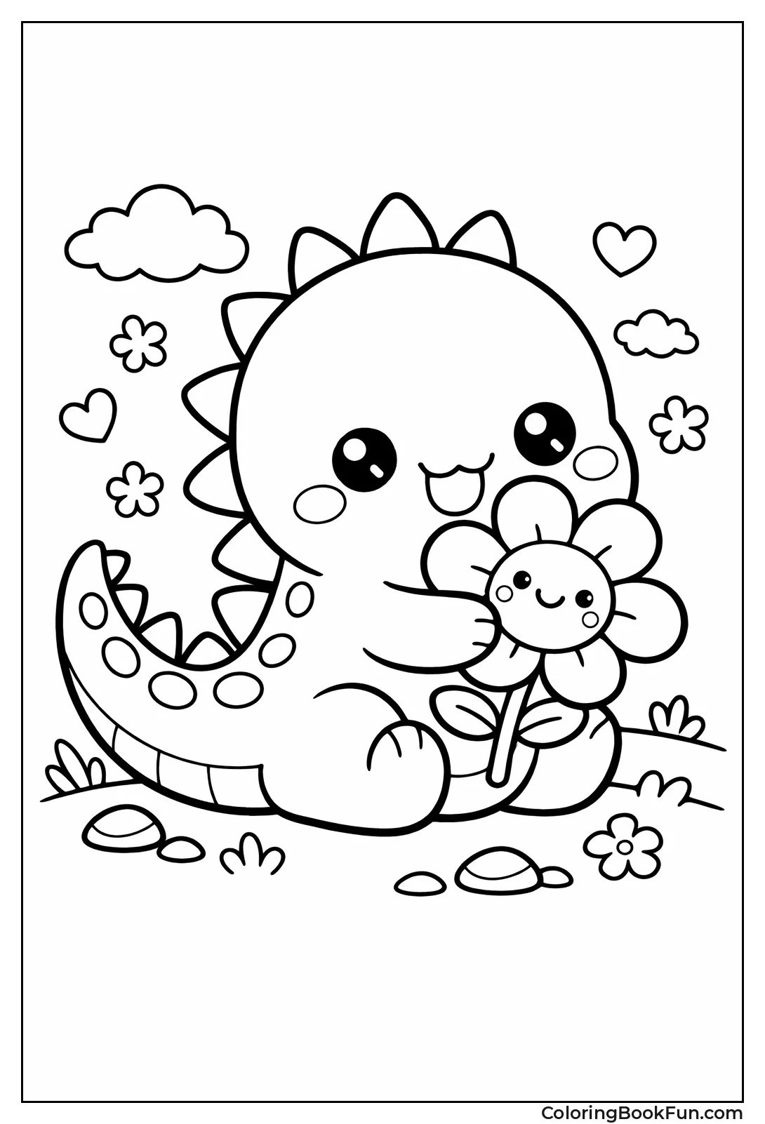 Dinosaur Hugging Flower