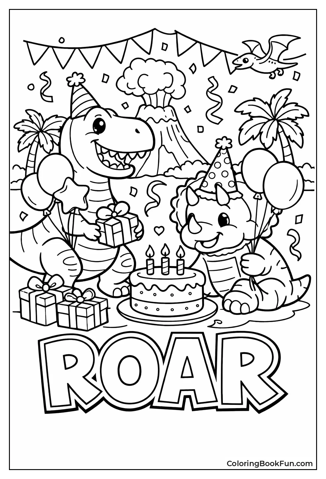 Dinosaurs Hold Balloons