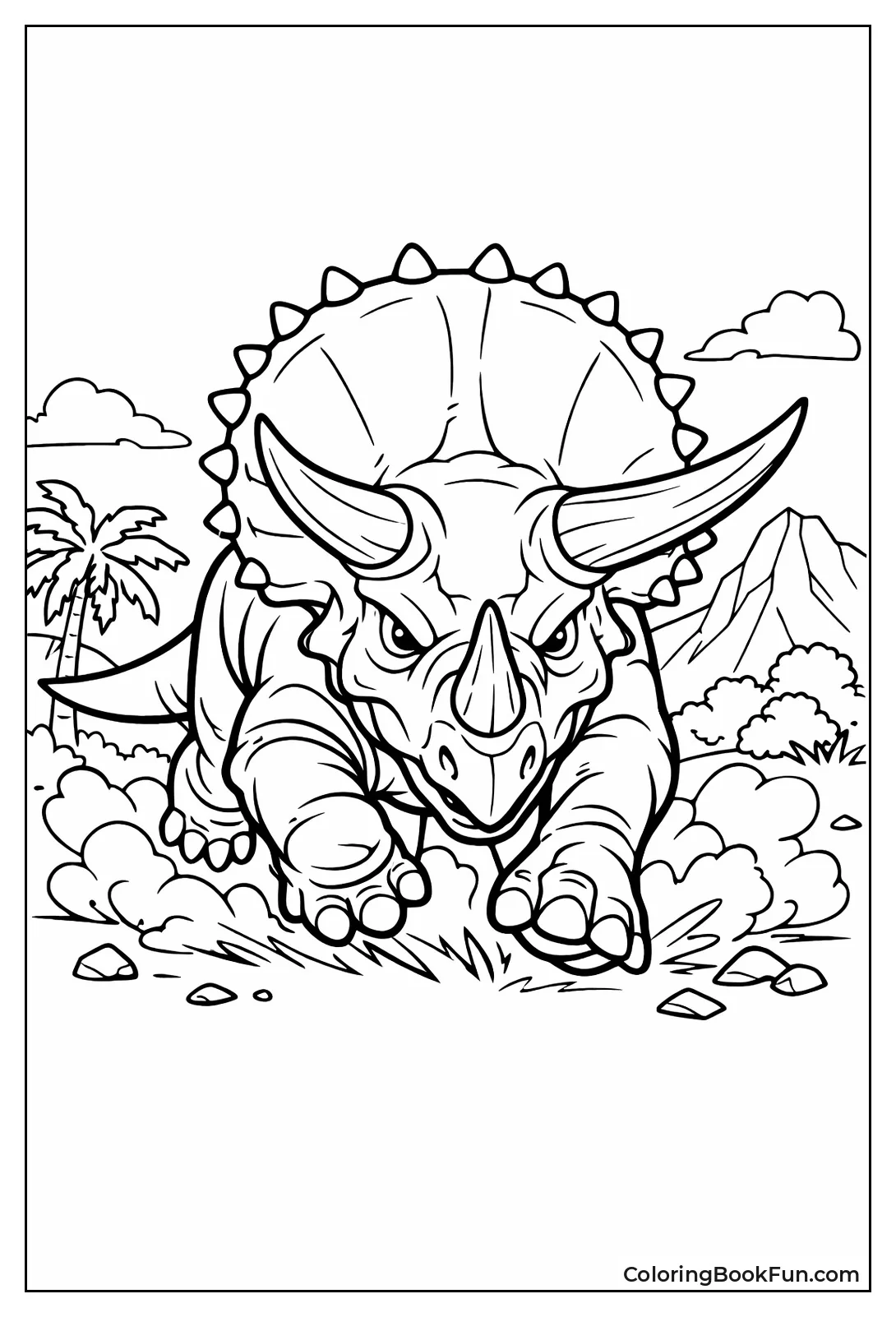 Triceratops Charges with Horns