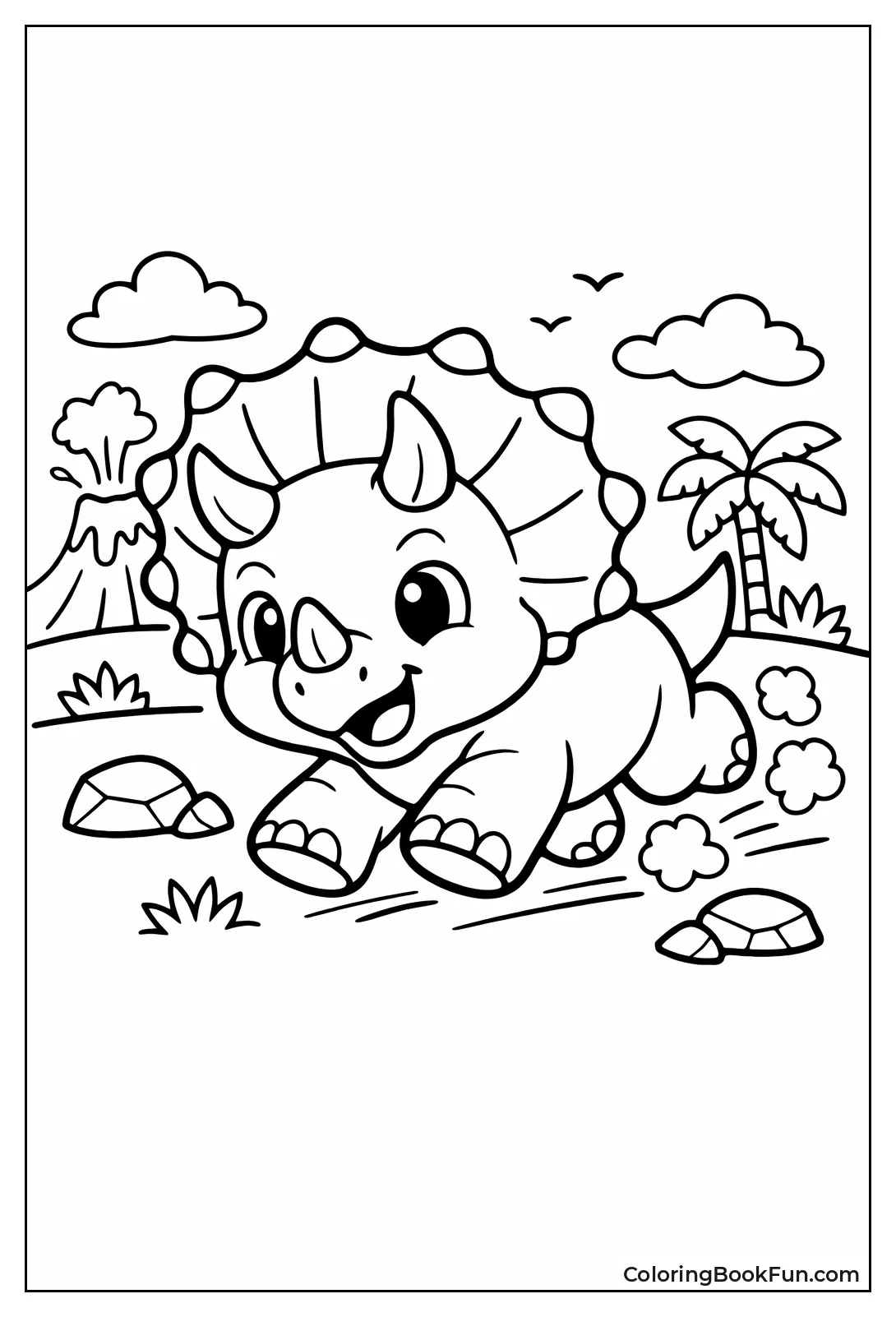 Cute Baby Triceratops Charges