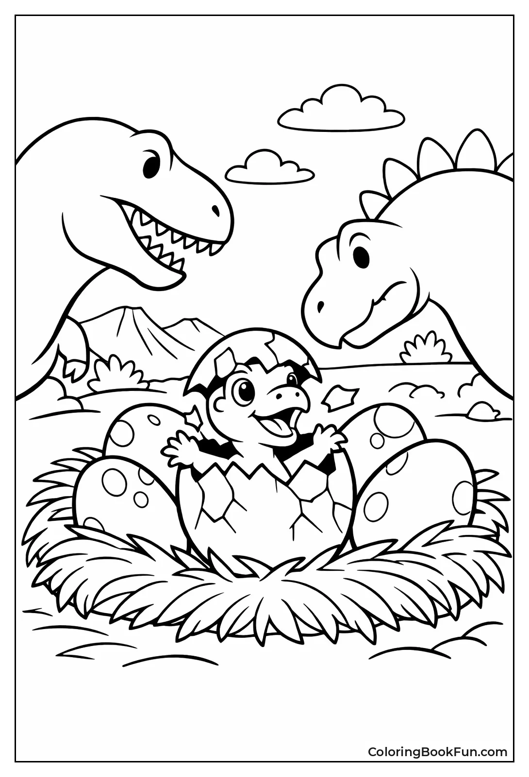 Parent Guards Dino Egg Nest