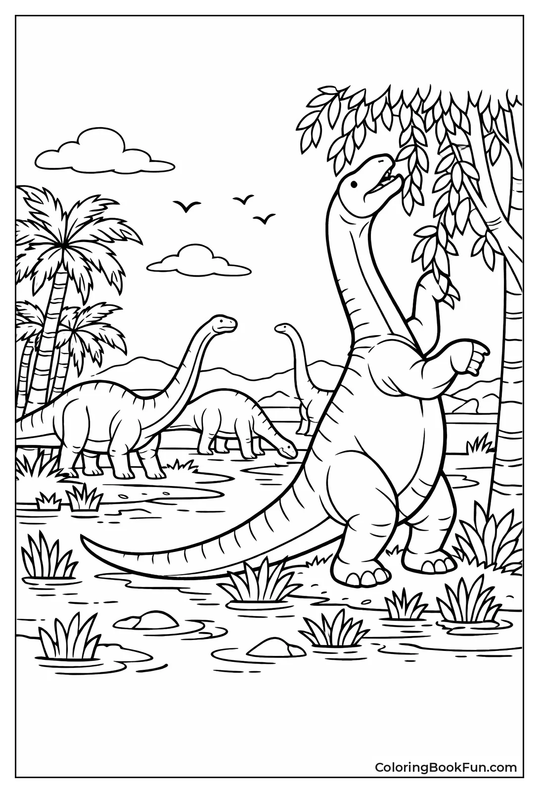 Diplodocus Herd Eats Plants