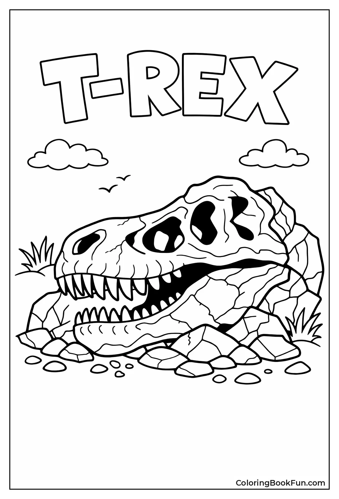 T-Rex Fossil Skull in Rock