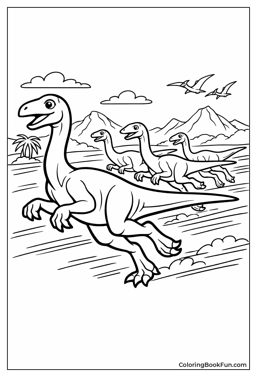 Gallimimus Sprint across Plain