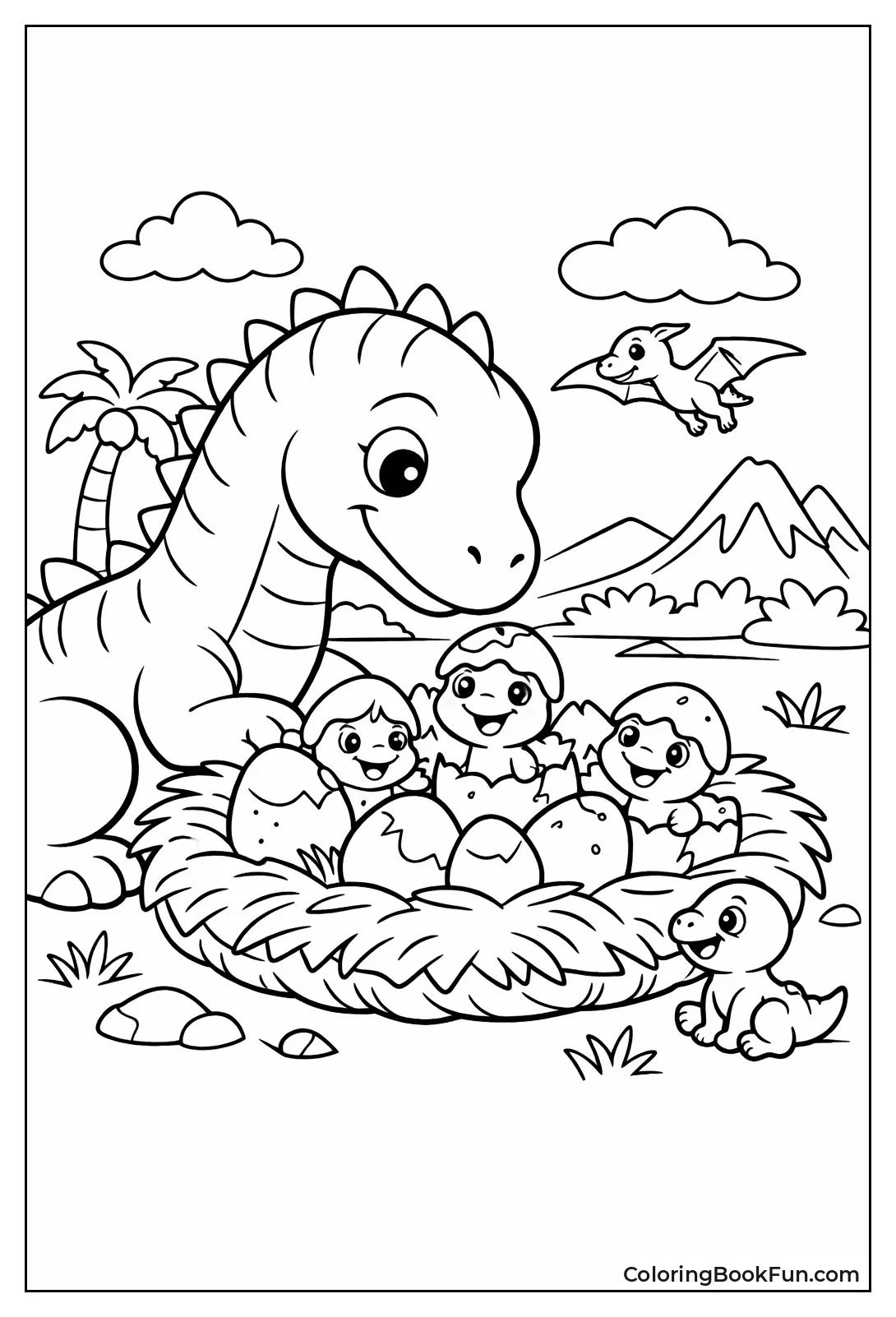 Maiasaura Tends Egg Nest