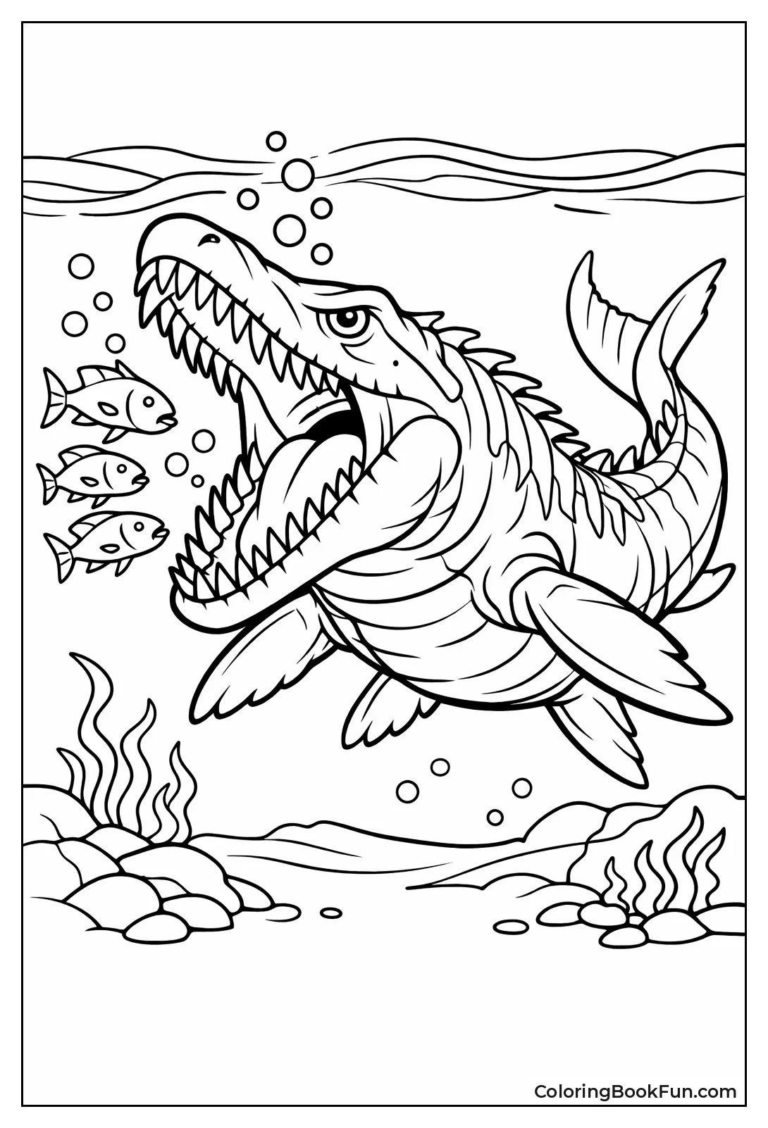 Mosasaurus Chases Ocean Fish