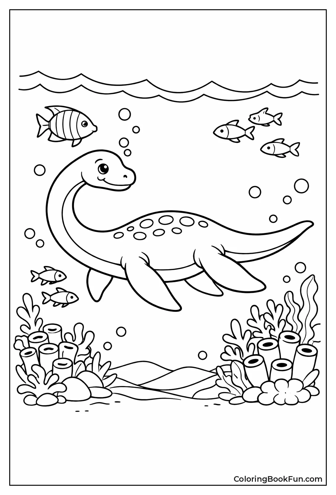 Plesiosaurus Swims among Fish