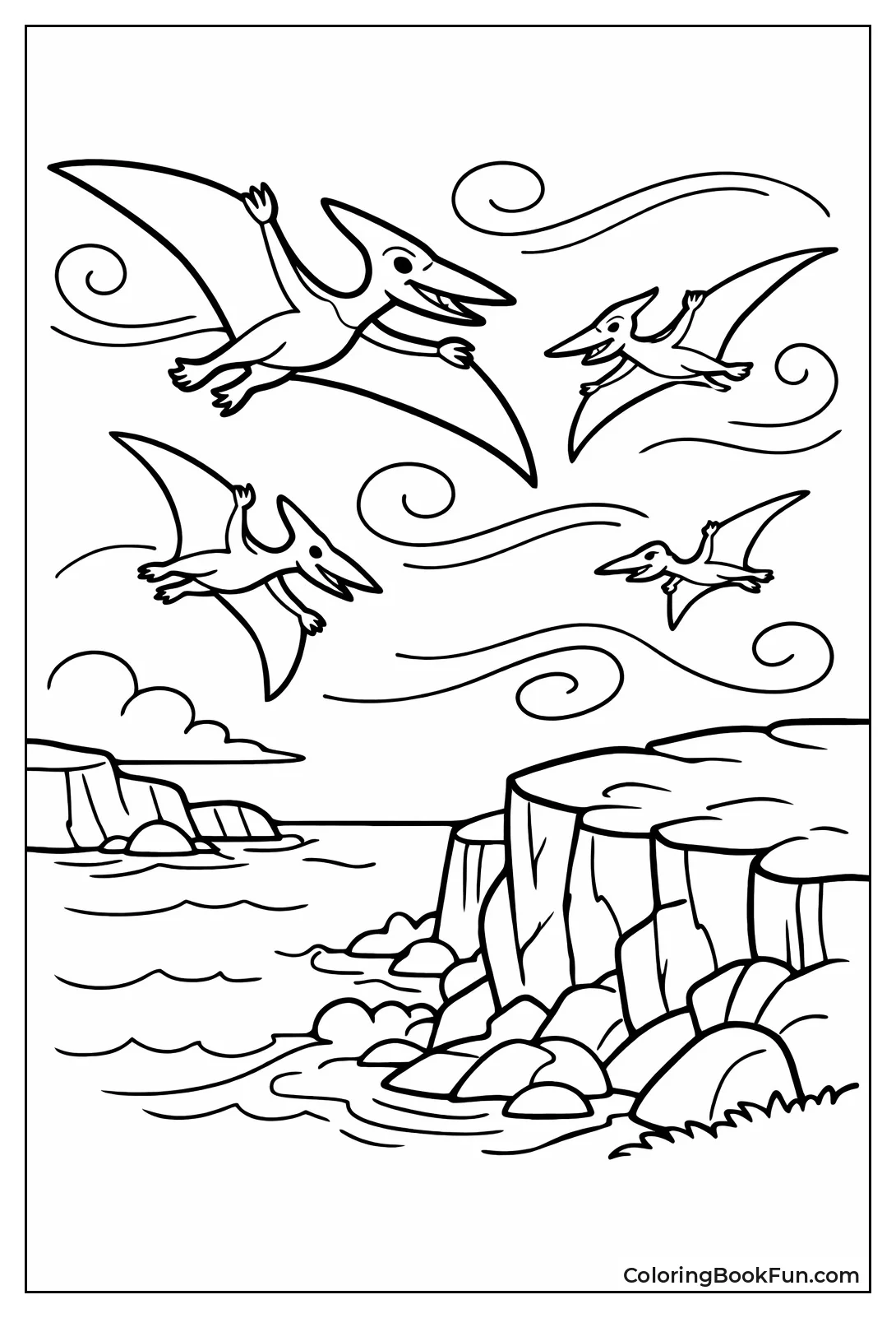 Pterosaurs Glide over Cliffs