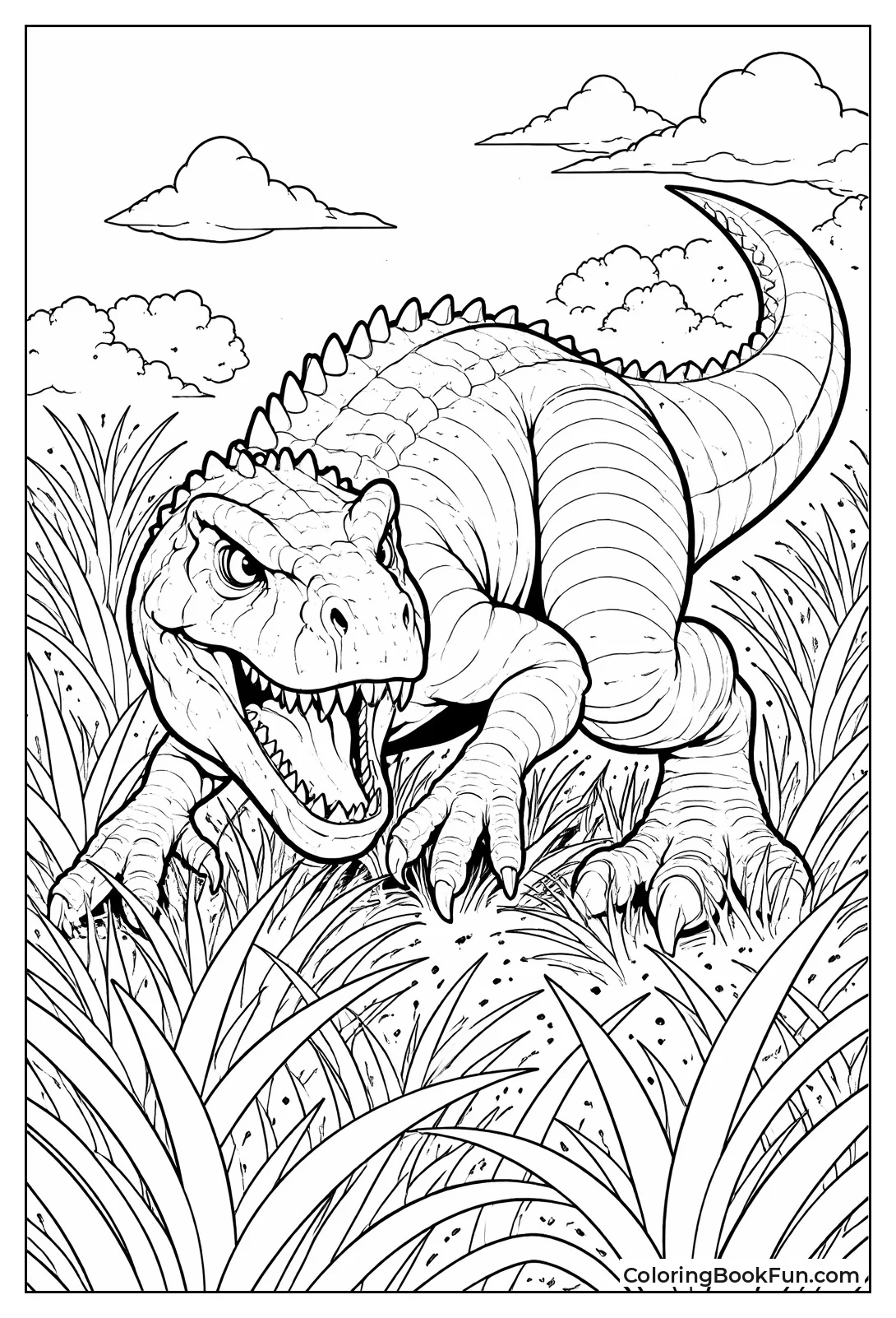 Allosaurus Stalks through Grass