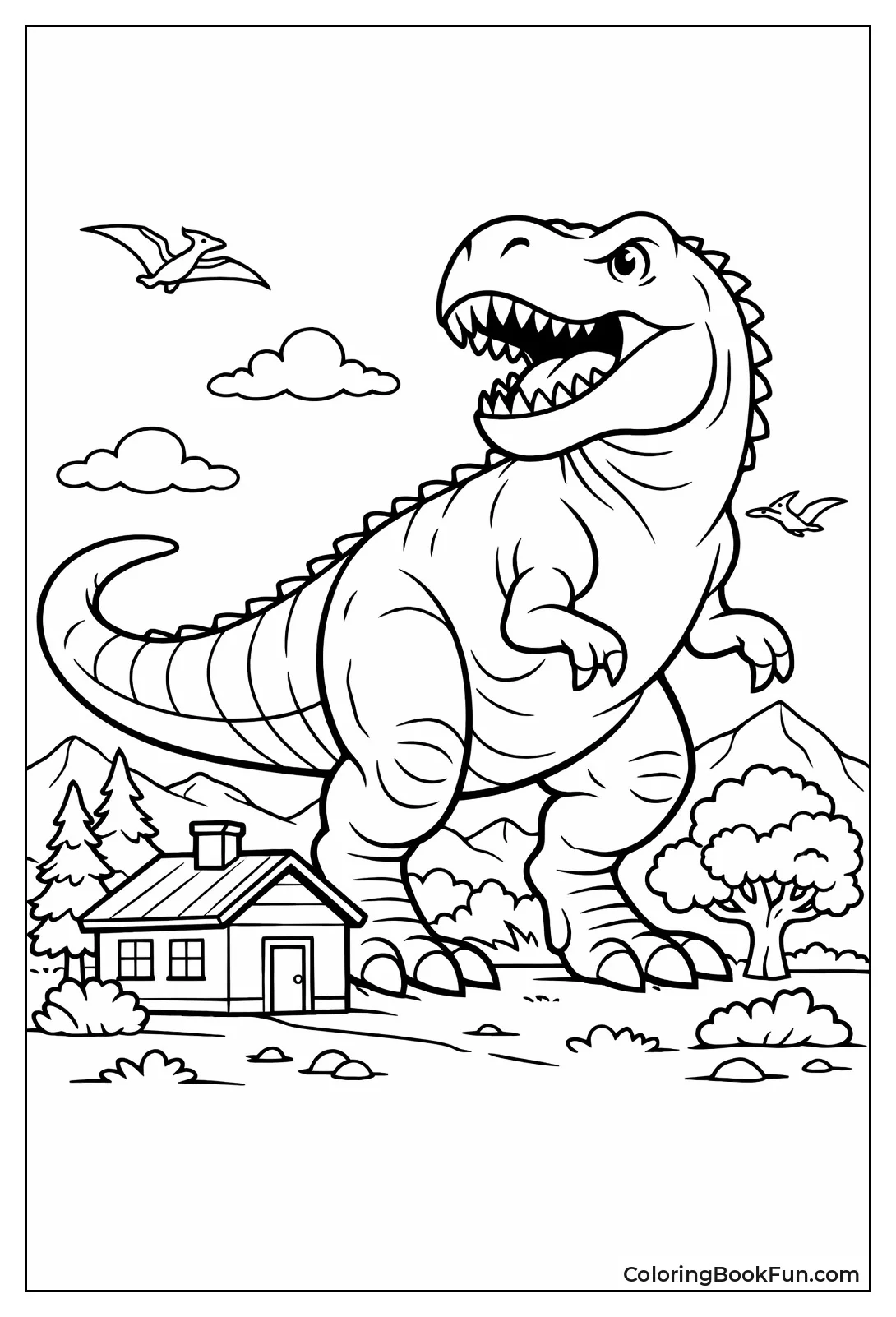 T-Rex Towers over House