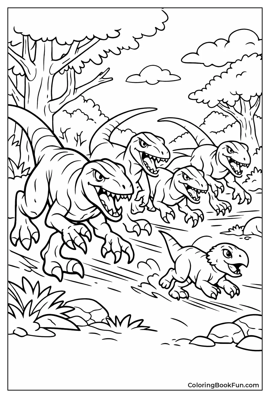 Velociraptors Hunt Pack Forest