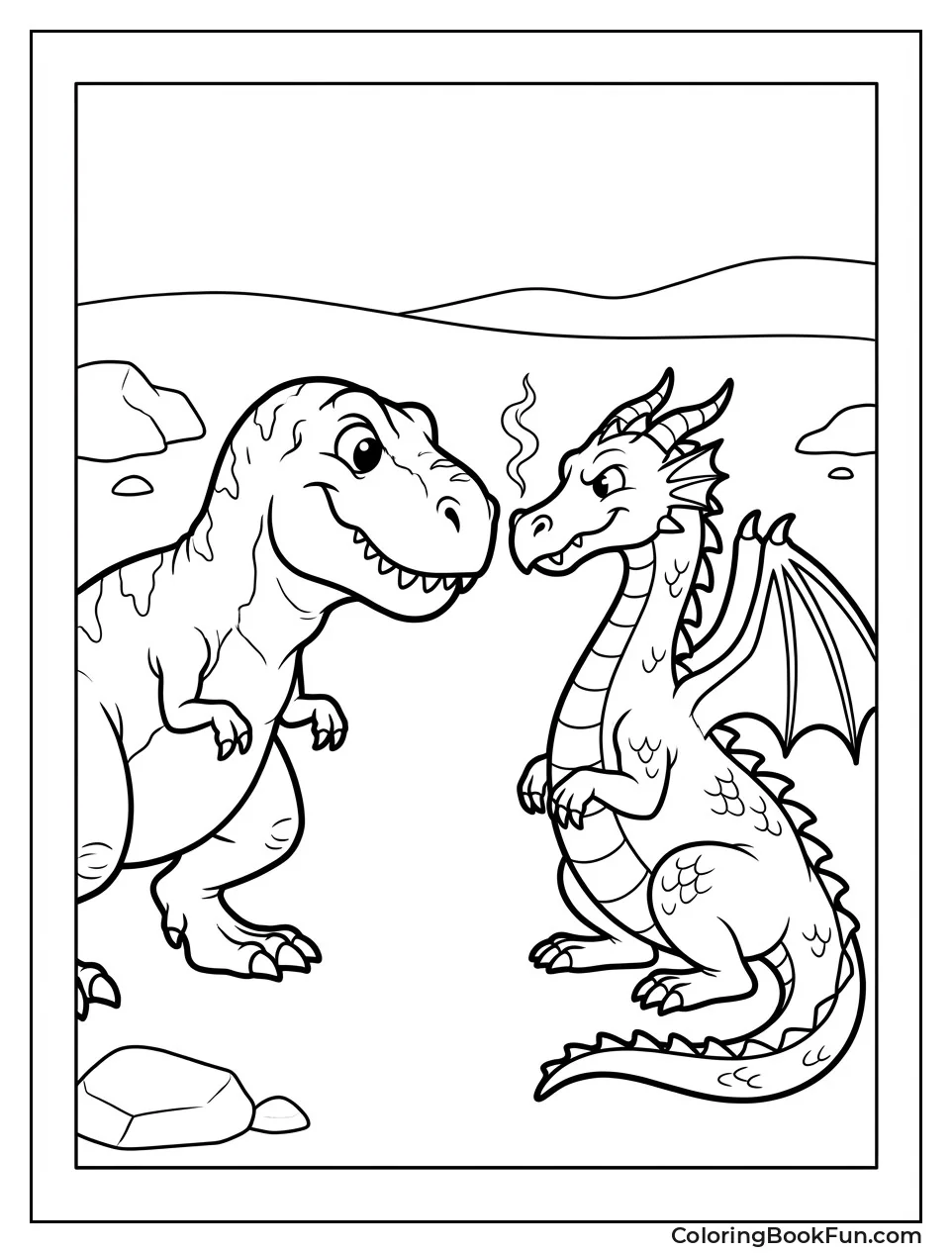 T-Rex Staring at Dragon