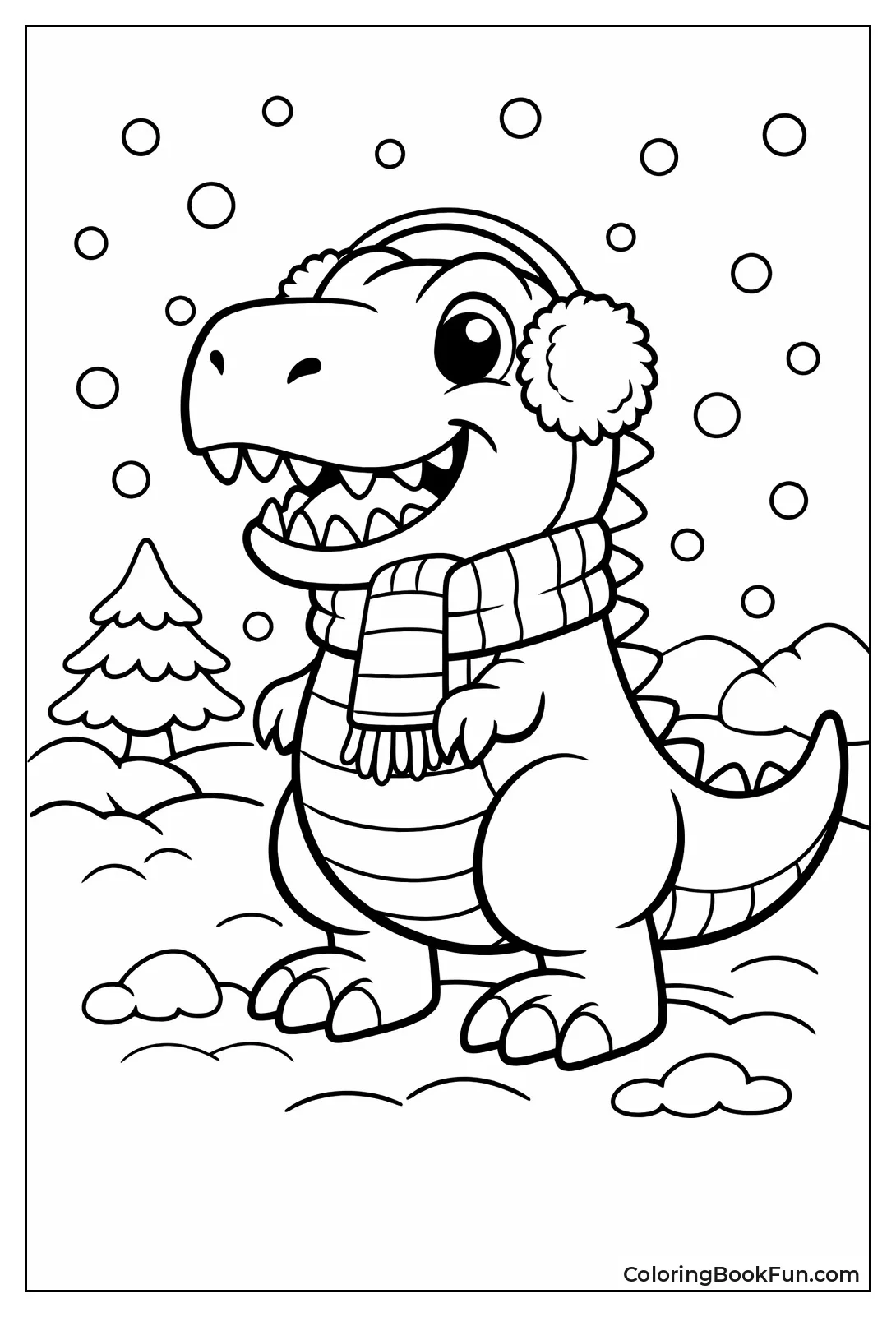 T-Rex Wears Winter Scarf
