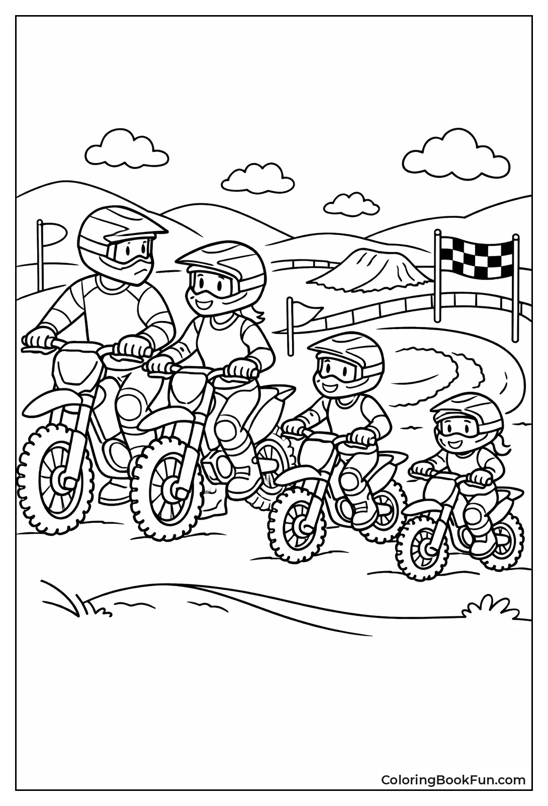 Family Riding Dirt Bikes