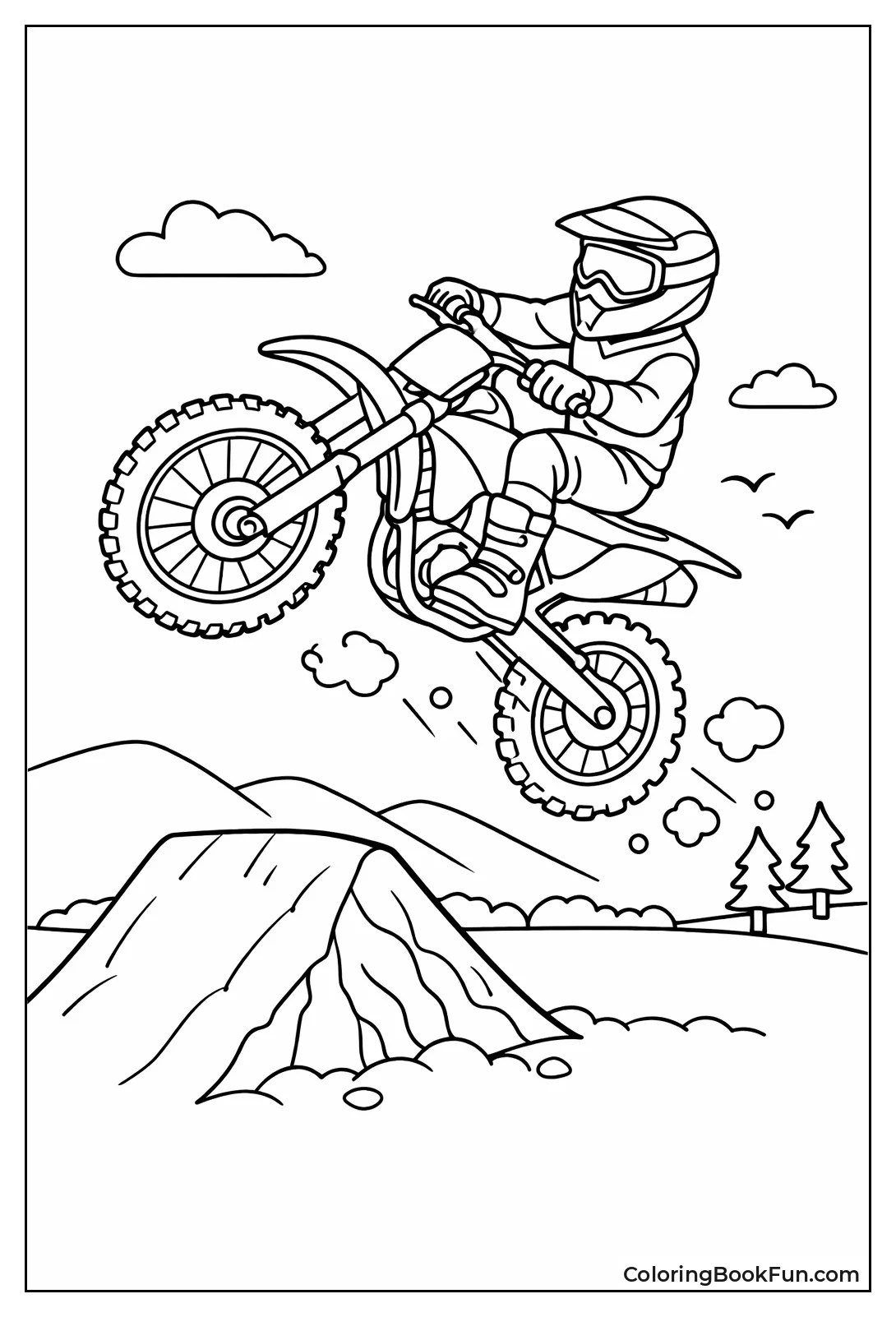 Dirt Bike Jumping Over Ramp