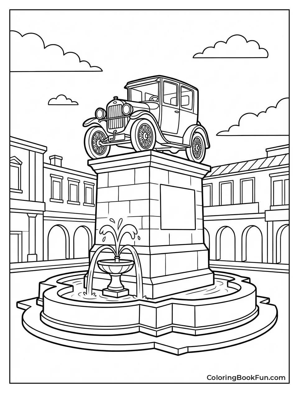 Stanley Statue with Town Fountain