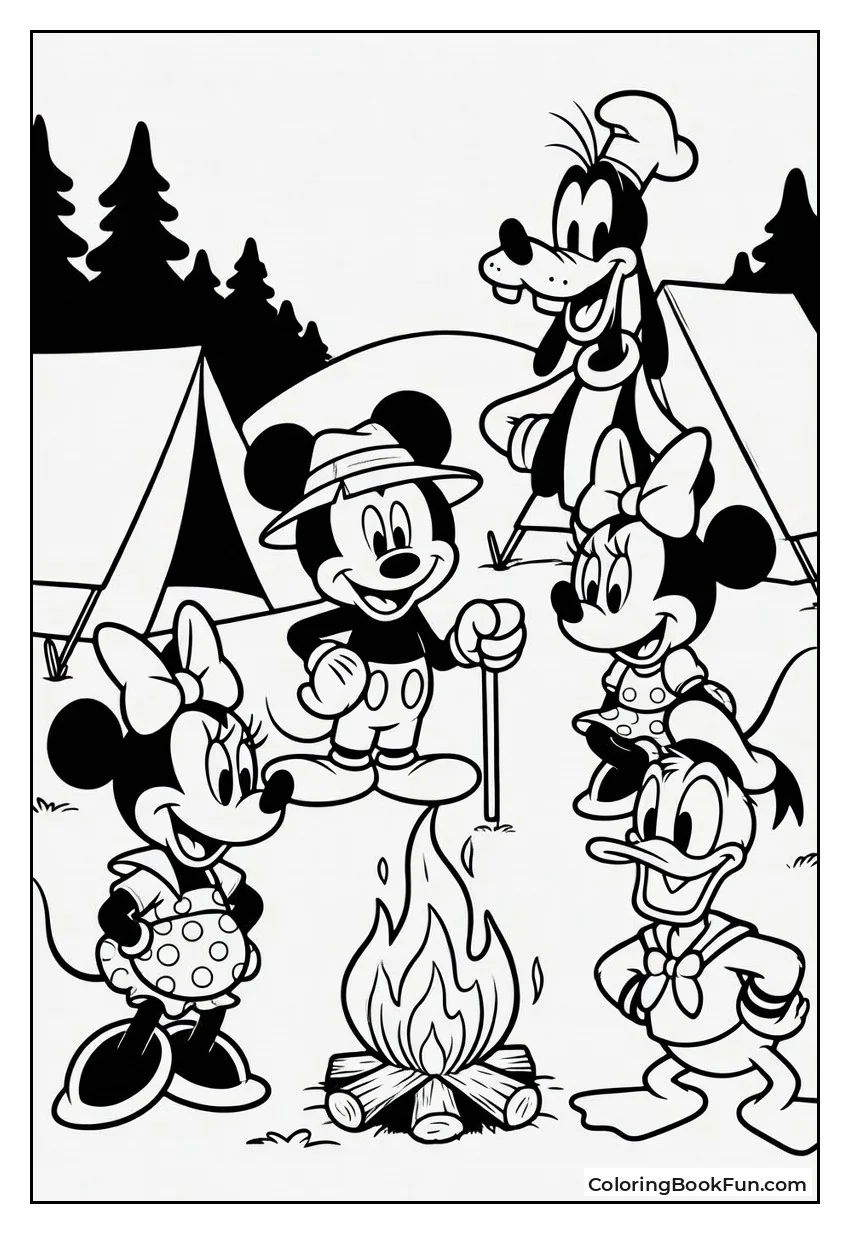 Disney Characters Camping