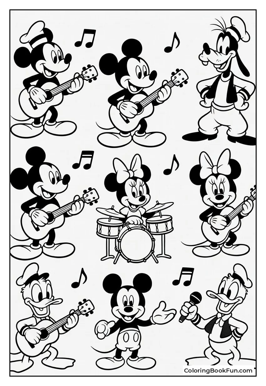 Disney Characters Play Guitars and Pianos