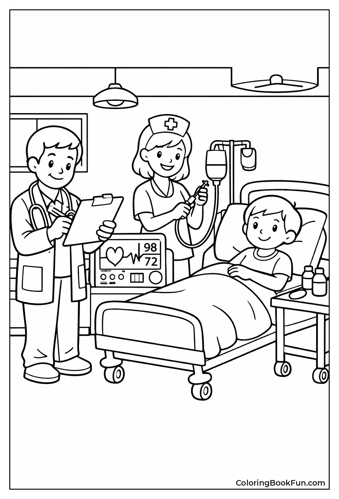 Busy Hospital Room Scene