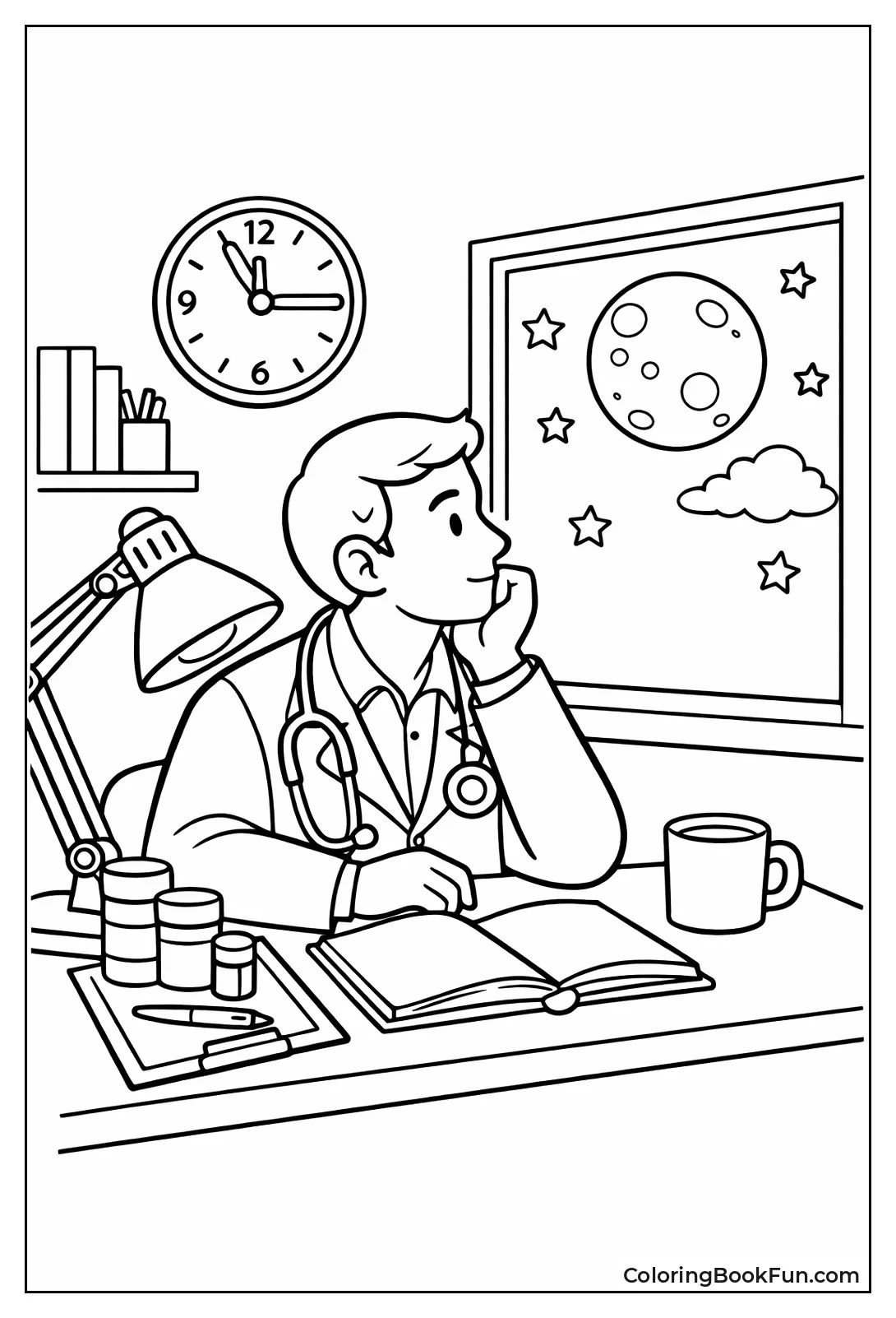 Night Doctor at Desk