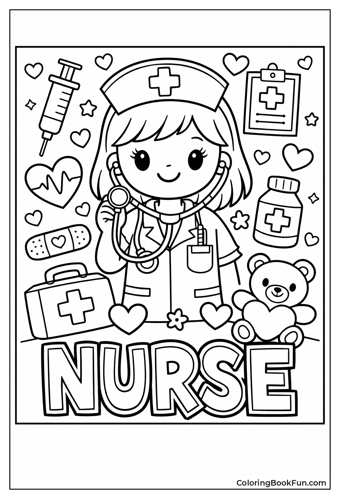 Nurse Surrounded by Hearts