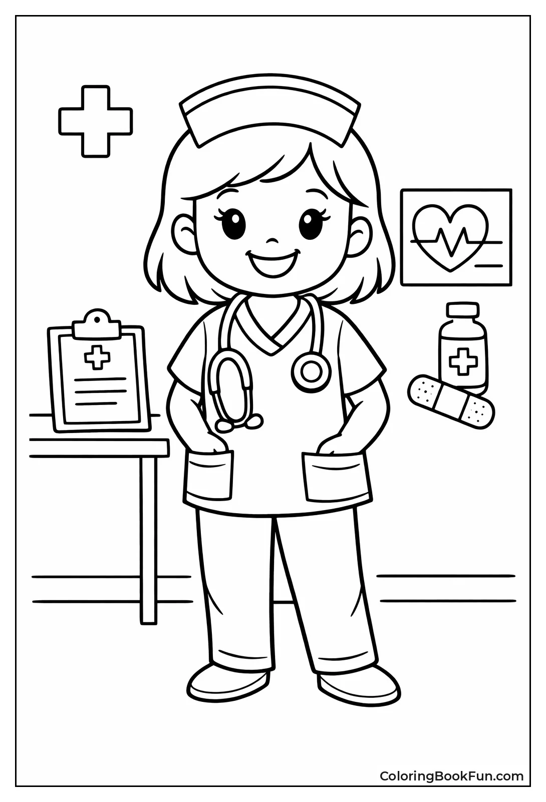 Cheerful Nurse with Stethoscope