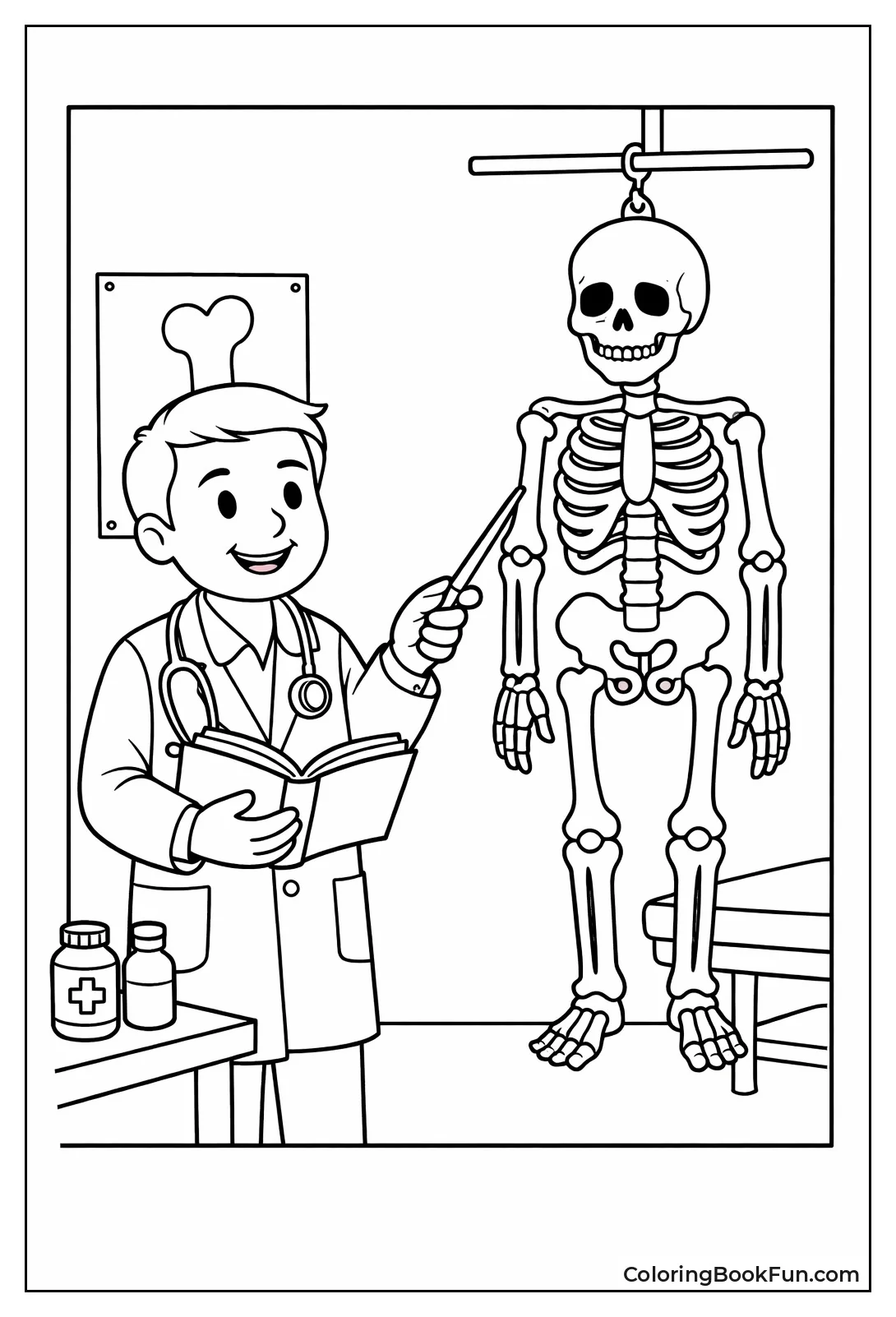 Doctor Pointing Skeleton