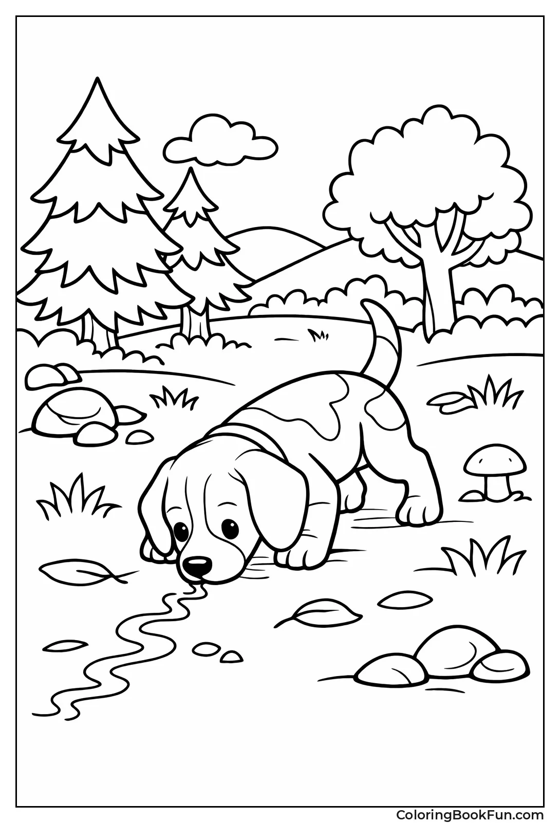 Beagle Follows Scent Trail