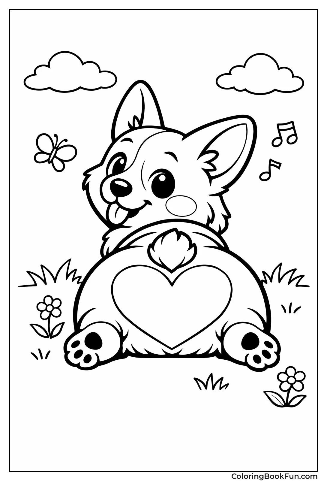 Corgi in Sploot Pose