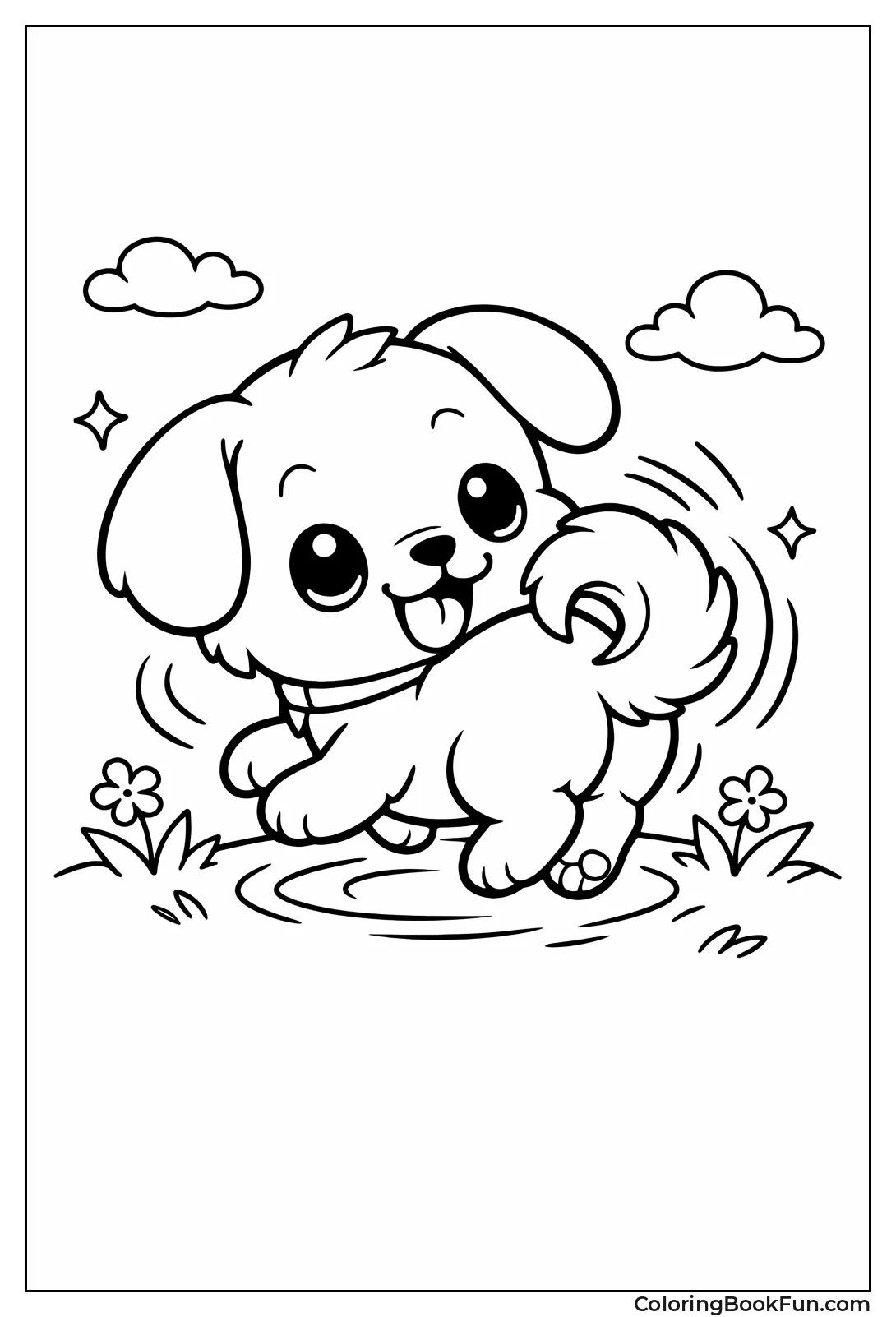 Puppy Chases Curly Tail