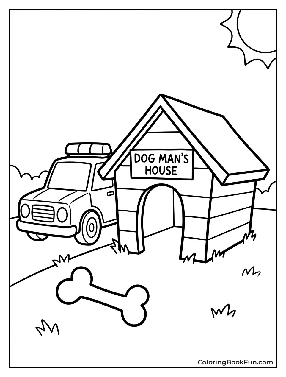 Dog Man Guards Doghouse