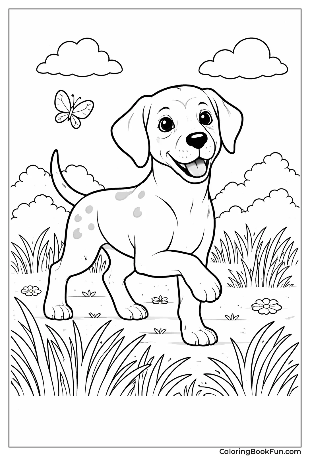 Pointer Stands in Grass