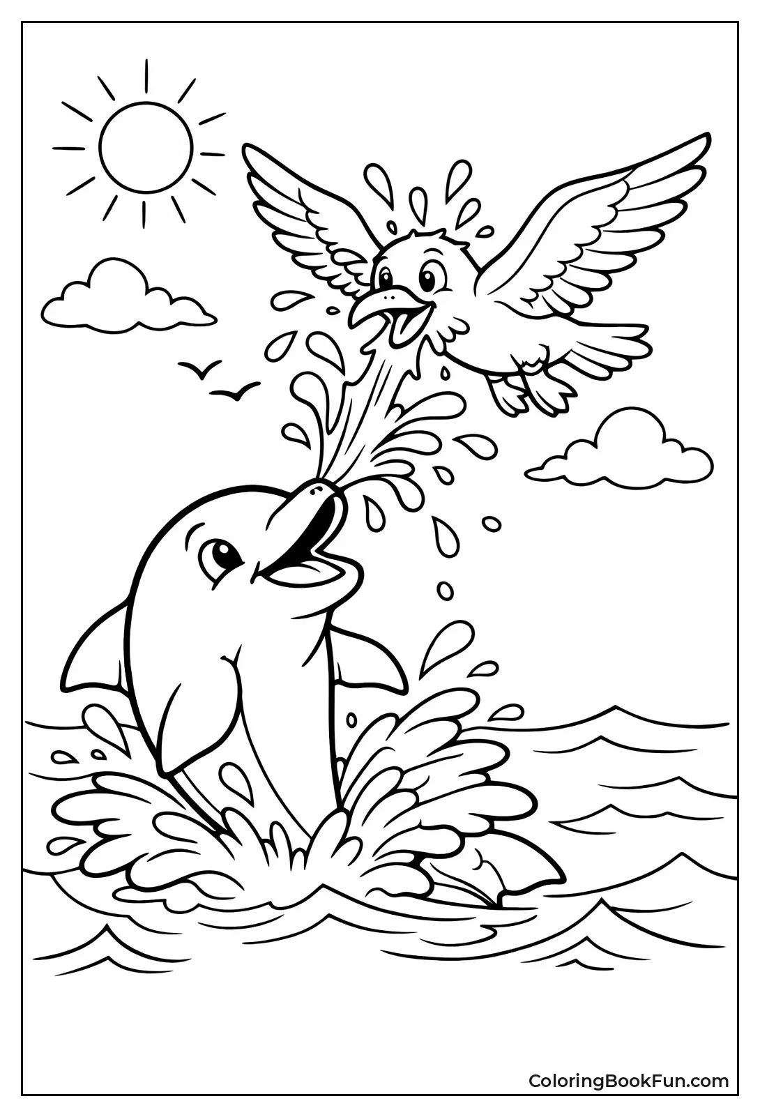 Dolphin Splashing at Seagull