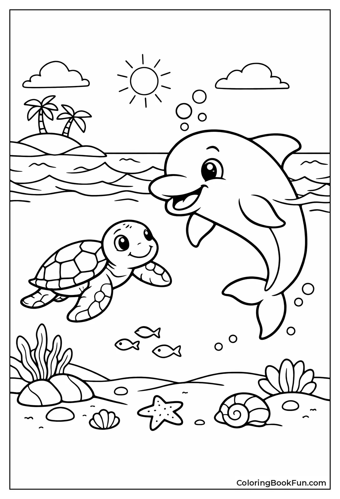 Dolphin Playing with Turtle