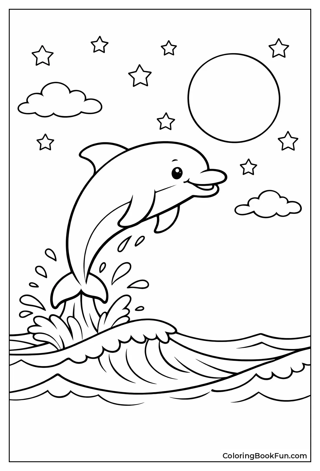 Dolphin Breaching under Moon