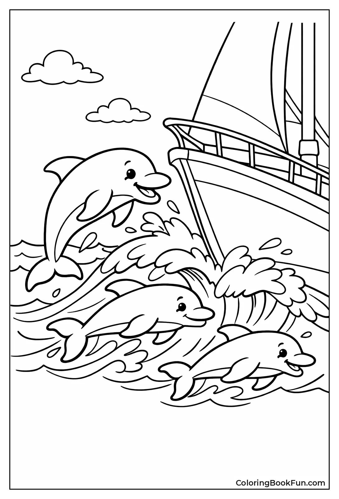 Dolphins Racing with Boat