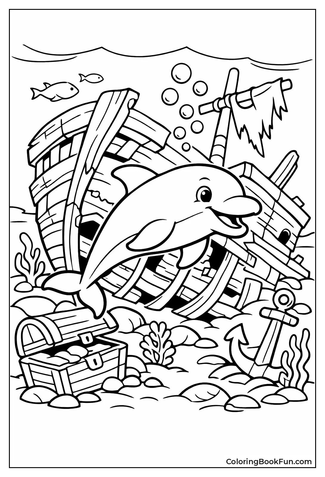 Dolphin Exploring Shipwreck