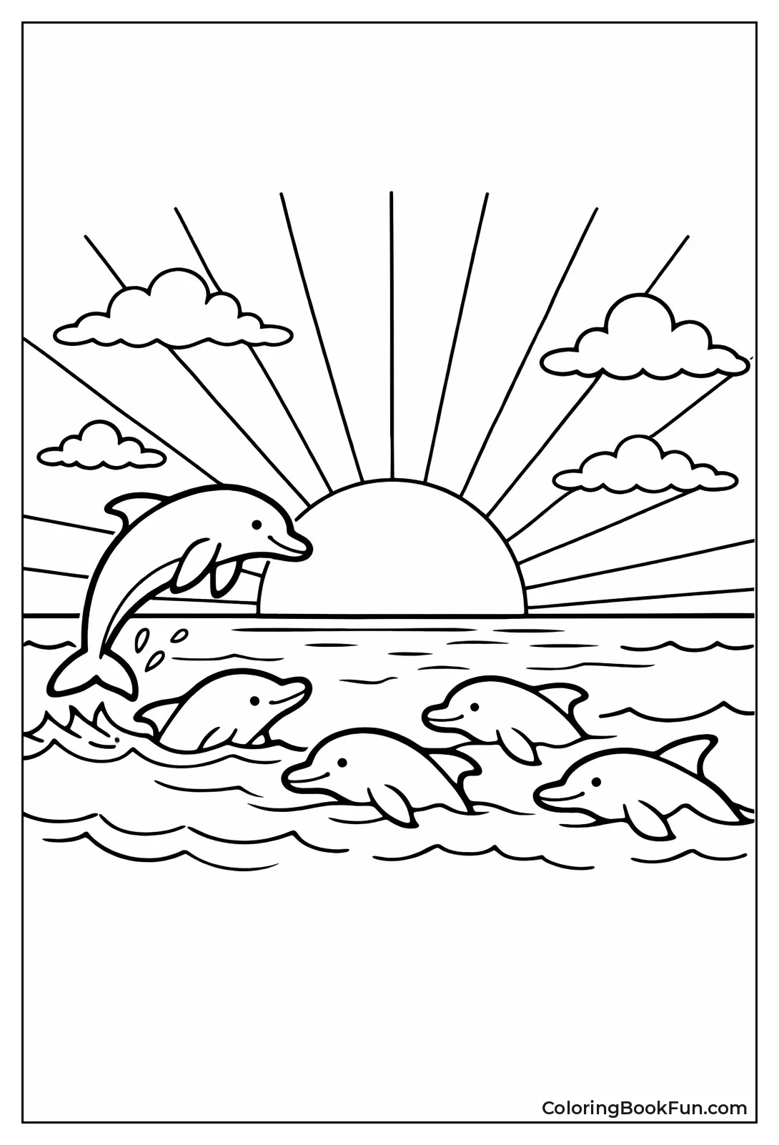 Dolphins Silhouetted at Sunset